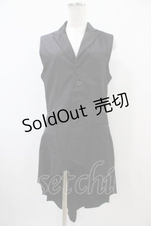 画像: BPN FOR MEN / フィッシュテールロングベスト  黒 H-25-10-22-007-GO-TO-KB-ZH