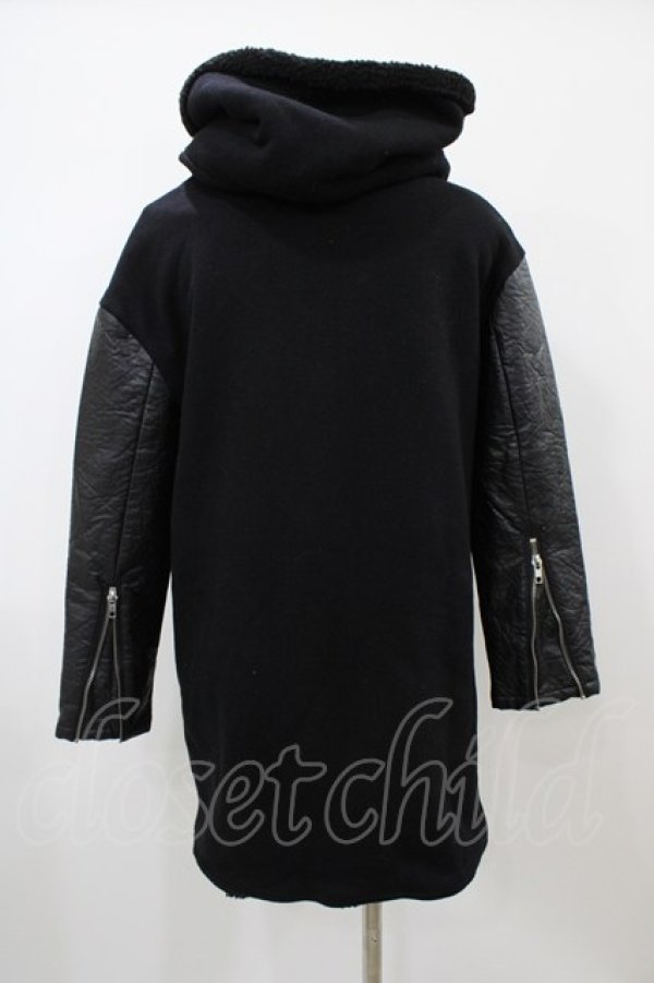 画像2: HELL CAT PUNKS / ボアフードライダースコート  ブラック H-25-10-22-060-PU-CO-KB-ZH (2)
