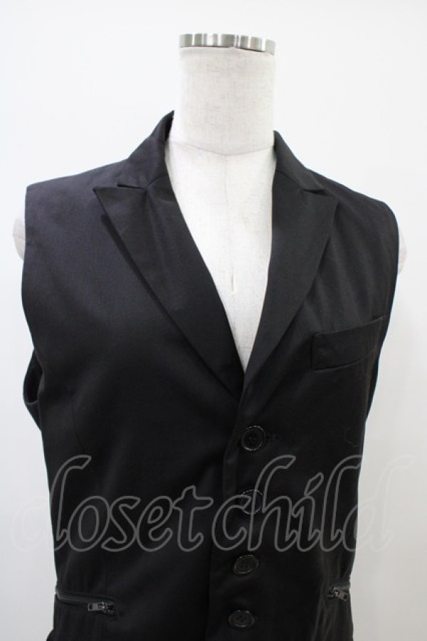 画像4: BPN FOR MEN / フィッシュテールロングベスト  黒 H-25-10-22-007-GO-TO-KB-ZH (4)