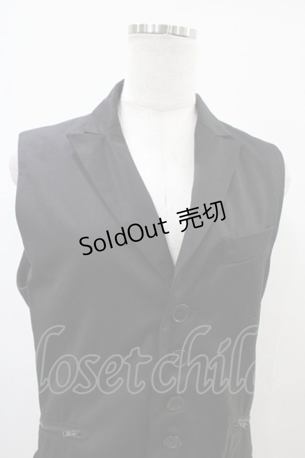 画像4: BPN FOR MEN / フィッシュテールロングベスト  黒 H-25-10-22-007-GO-TO-KB-ZH (4)