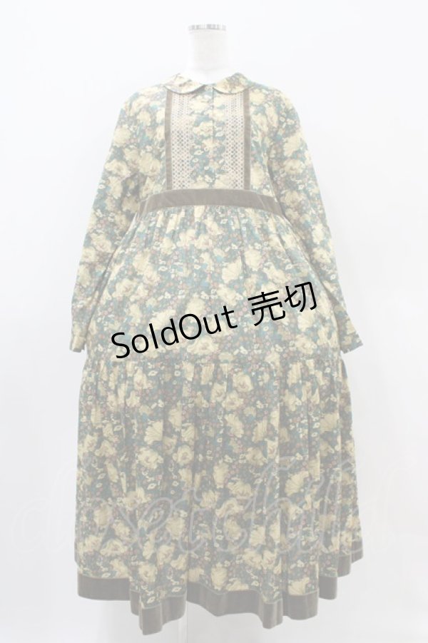 画像1: Jane Marple Dans Le Salon / CLEMENTINA DAISYペザントドレス  モスグリーン H-25-10-22-018-JM-OP-KB-ZH (1)