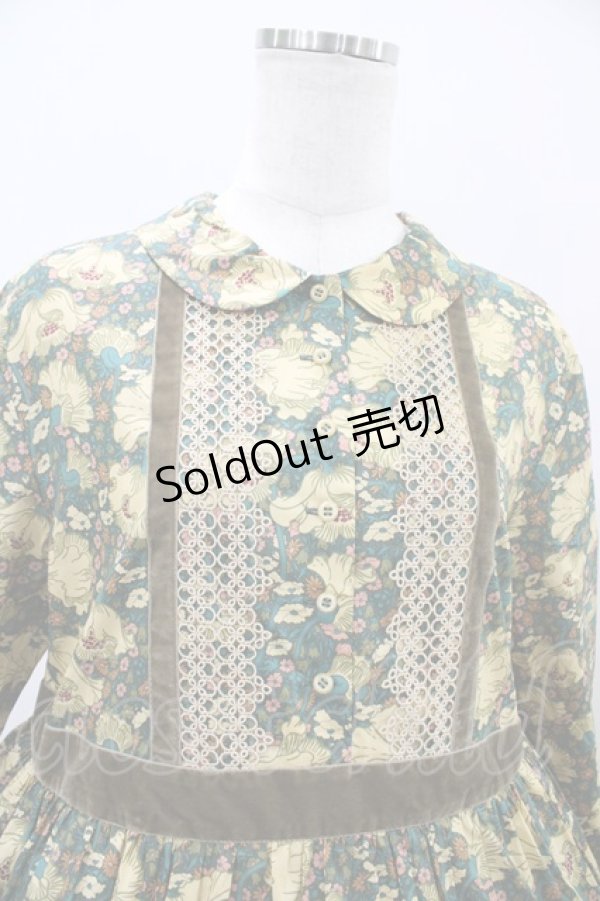 画像4: Jane Marple Dans Le Salon / CLEMENTINA DAISYペザントドレス  モスグリーン H-25-10-22-018-JM-OP-KB-ZH (4)