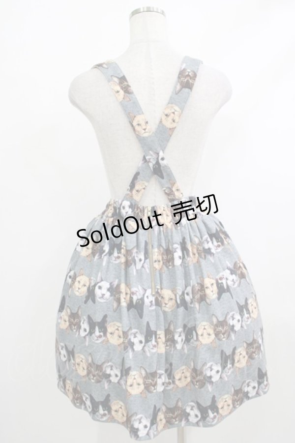 画像3: mmts / 猫ボーダーサス付きスカート  グレー H-25-10-23-1003-PU-SK-KB-ZH (3)