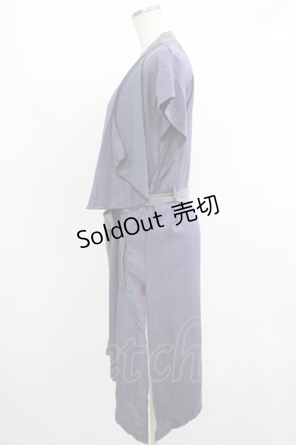 画像2: 【SALE】Ozz conte / ロングジレ  ブルーグレー H-25-10-23-1034-OO-TO-KB-ZT258 (2)