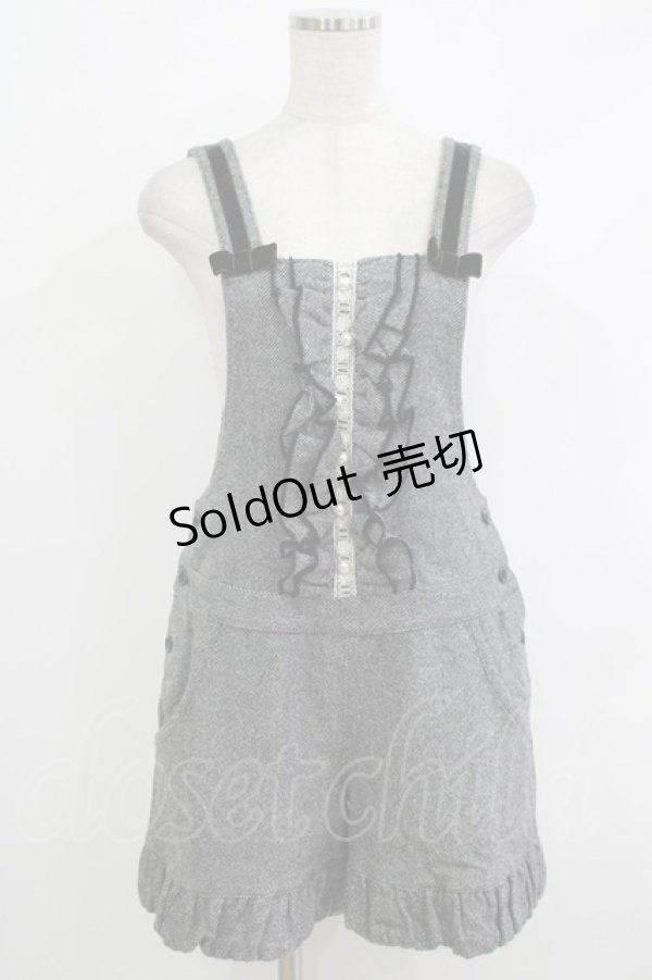 画像1: Emily Temple cute / フリルウールサロペットパンツ  グレー H-25-10-23-1042-ET-PA-KB-ZH (1)