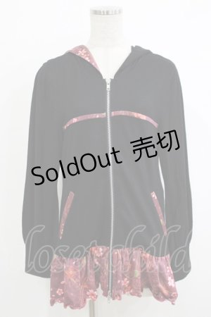 画像: gouk / 和柄切替パーカー  黒 H-25-10-23-1045-GO-TO-KB-ZH