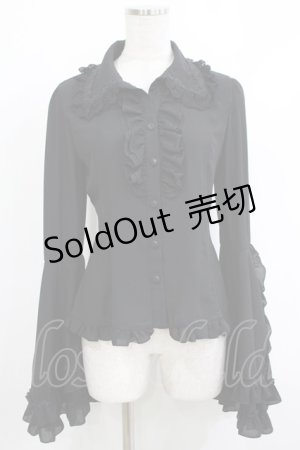 画像: ATELIER PIERROT / ルイーズジャボタイブラウス  ブラック H-25-10-23-1054-EL-BL-KB-ZH