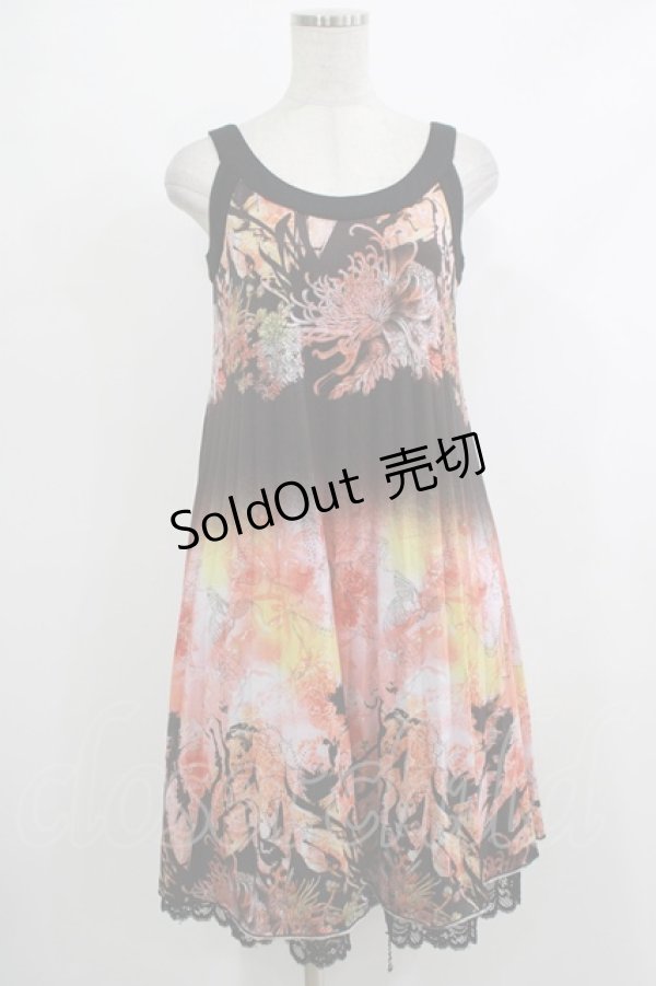 画像1: Ozz oneste / プリントプリーツノースリーブワンピース  黒 H-25-10-23-1012-OO-OP-KB-ZH (1)