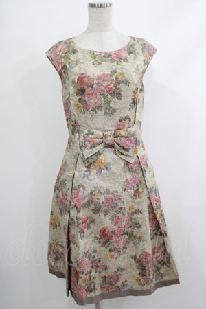 画像: Jane Marple Dans Le Salon / フラワーブーケリネンドレス  ベージュ H-25-10-23-1013-JM-OP-KB-ZH