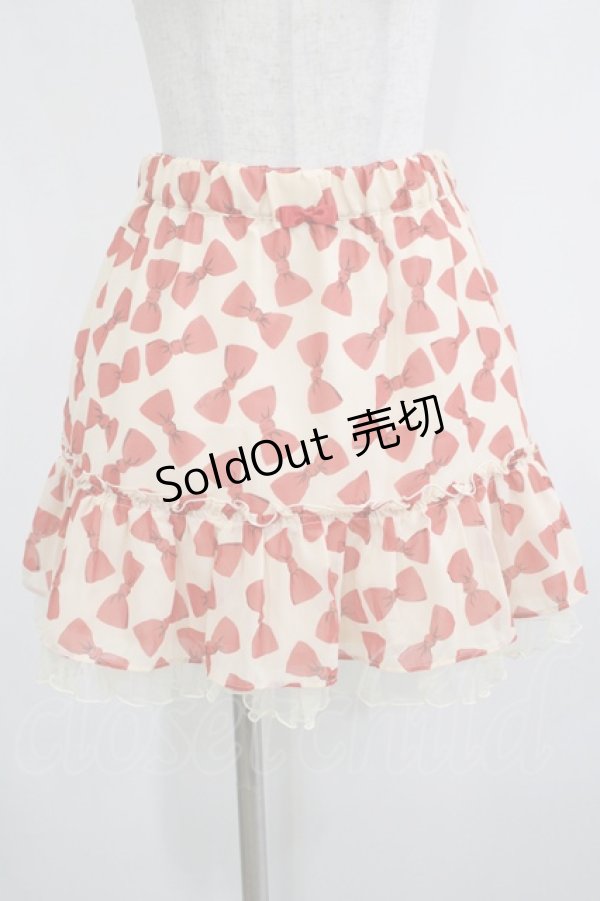 画像1: Emily Temple cute / ジョーゼットリボンスカート  アイボリー×レッドリボン H-25-10-23-1020-ET-SK-KB-ZH (1)