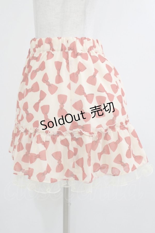 画像2: Emily Temple cute / ジョーゼットリボンスカート  アイボリー×レッドリボン H-25-10-23-1020-ET-SK-KB-ZH (2)