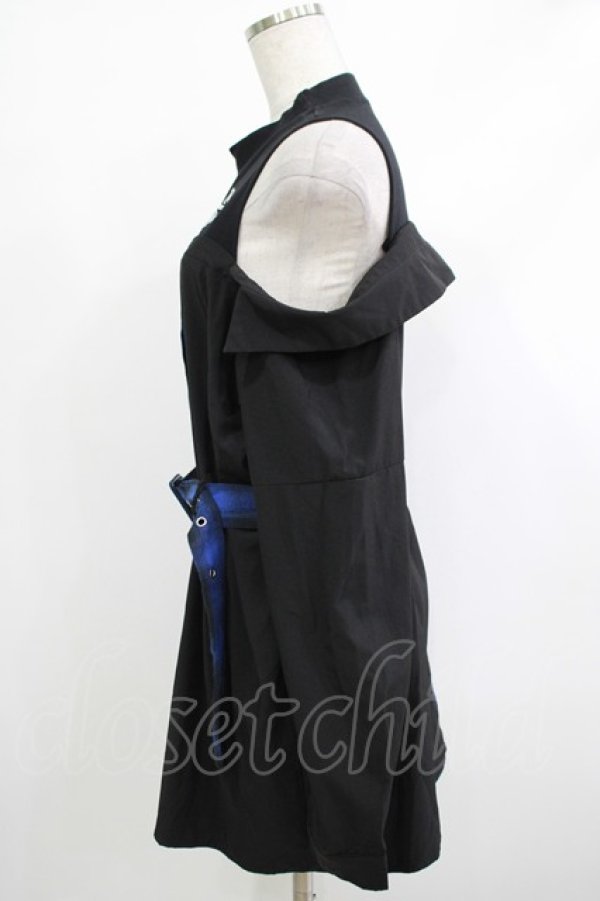 画像2: NieR Clothing / レイヤード風オフショルトップス  黒×青 H-25-10-23-1022-PU-TO-KB-ZH (2)