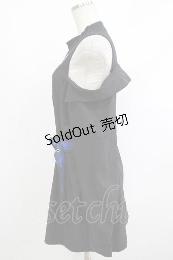 画像2: NieR Clothing / レイヤード風オフショルトップス  黒×青 H-25-10-23-1022-PU-TO-KB-ZH (2)
