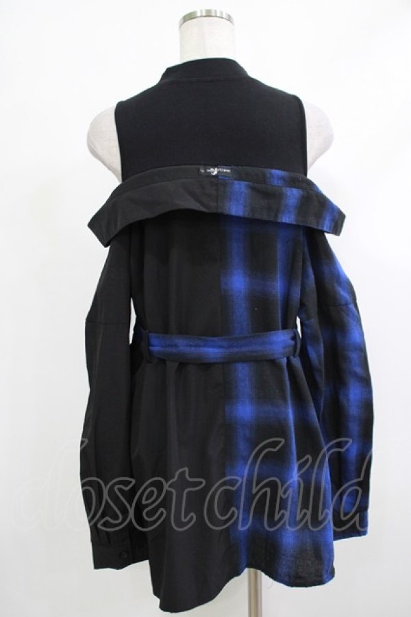 画像3: NieR Clothing / レイヤード風オフショルトップス  黒×青 H-25-10-23-1022-PU-TO-KB-ZH (3)