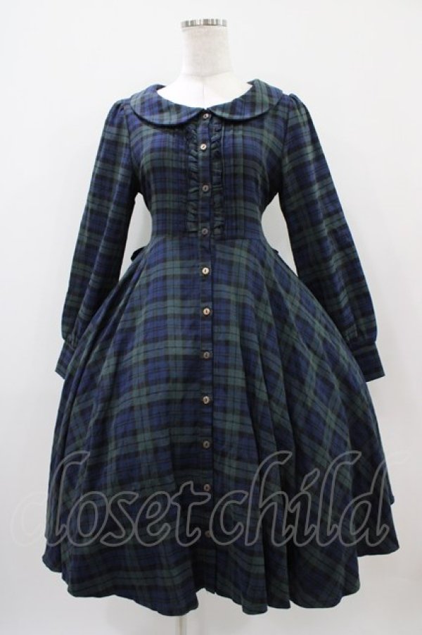 画像1: Favorite / チェックワンピース M ネイビー H-25-10-24-1035-LO-OP-NS-ZH (1)