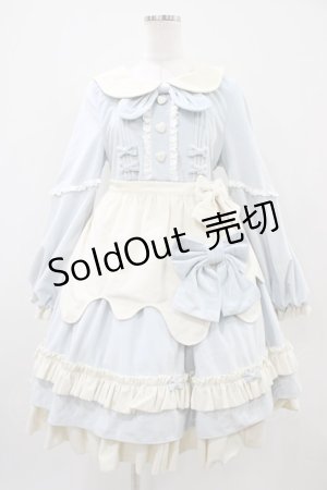 画像: 七秒少女原創設計（海外ロリータブランド） / うさみみエプロン付ワンピース L サックス H-25-10-24-1038-0-OP-NS-ZH