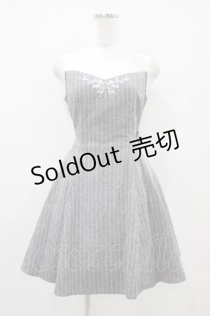 画像: Secret Honey / ストライプジャンパースカート Free グレー H-25-10-24-1047-CA-OP-NS-ZH