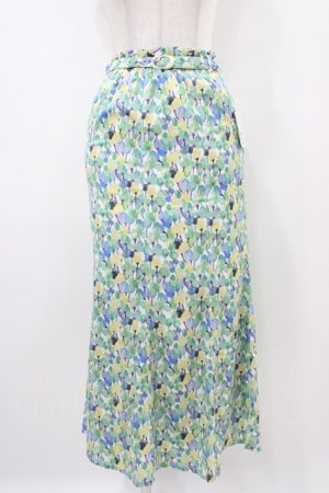 画像: F&A / ペイントチューリップ柄マーメイドスカート Free L/GREEN H-25-10-24-1049-LO-SK-NS-ZH