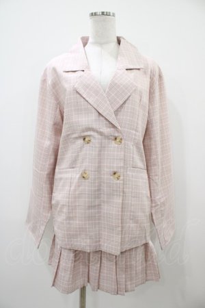画像: DearMyLoveRose / ジャケット&プリーツミニスカパンチェック柄セットアップ LL ピンク H-25-10-24-1052-EL-OP-NS-ZH
