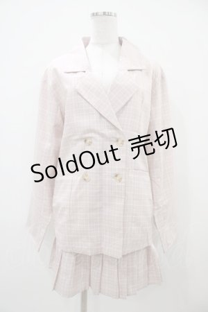 画像: DearMyLoveRose / ジャケット&プリーツミニスカパンチェック柄セットアップ LL ピンク H-25-10-24-1052-EL-OP-NS-ZH