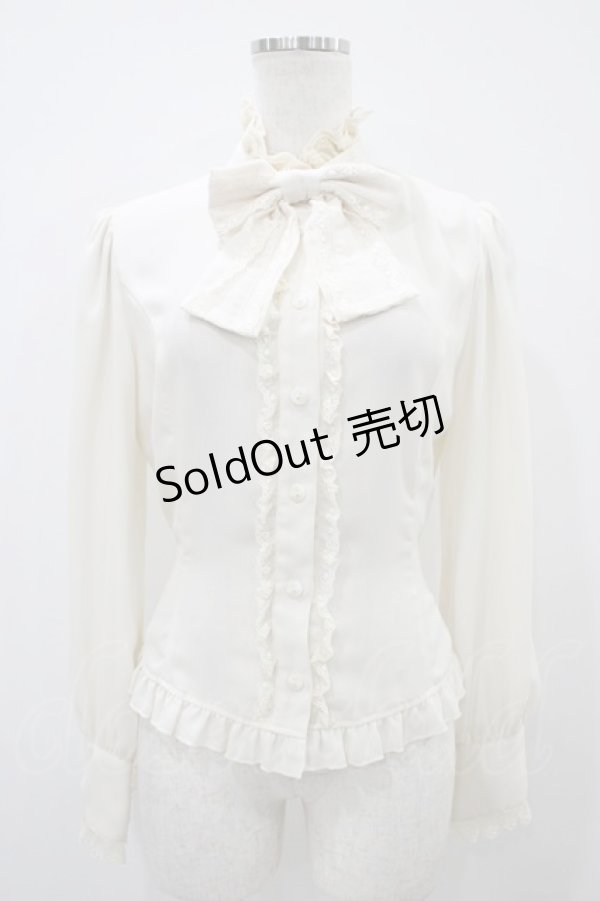 画像1: Innocent World / スタンドカラーリボンブラウス M 生成り H-25-10-24-1055-IW-BL-NS-ZH (1)