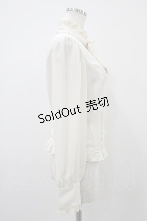 画像3: Innocent World / スタンドカラーリボンブラウス M 生成り H-25-10-24-1055-IW-BL-NS-ZH (3)