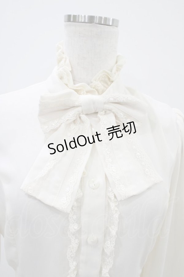 画像4: Innocent World / スタンドカラーリボンブラウス M 生成り H-25-10-24-1055-IW-BL-NS-ZH (4)