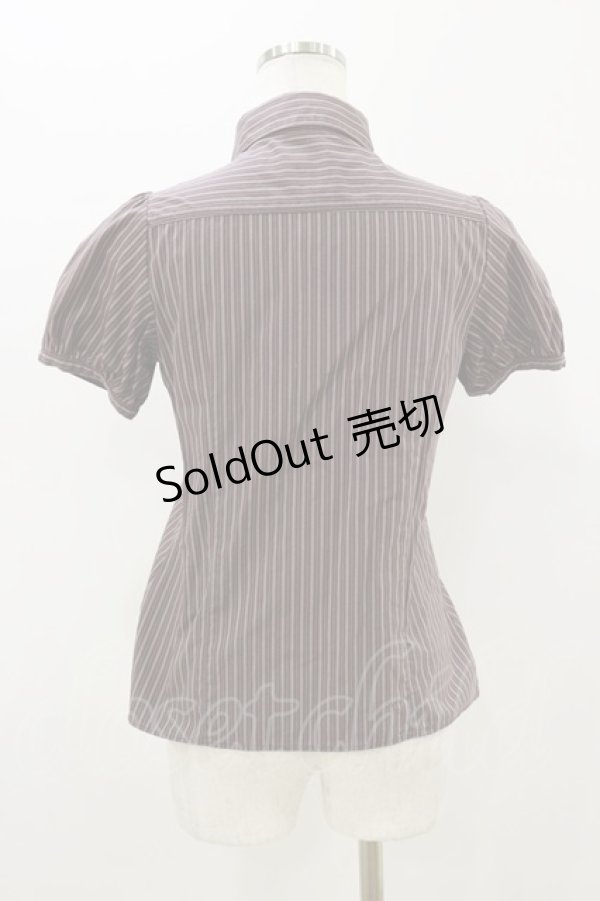 画像2: Amavel / ホルン付ストライプリボンタイブラウス Free ブラウン H-25-10-25-044-CA-BL-NS-ZH (2)