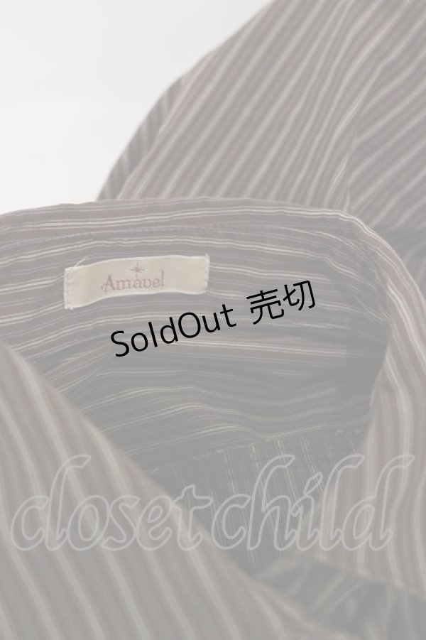 画像4: Amavel / ホルン付ストライプリボンタイブラウス Free ブラウン H-25-10-25-044-CA-BL-NS-ZH (4)