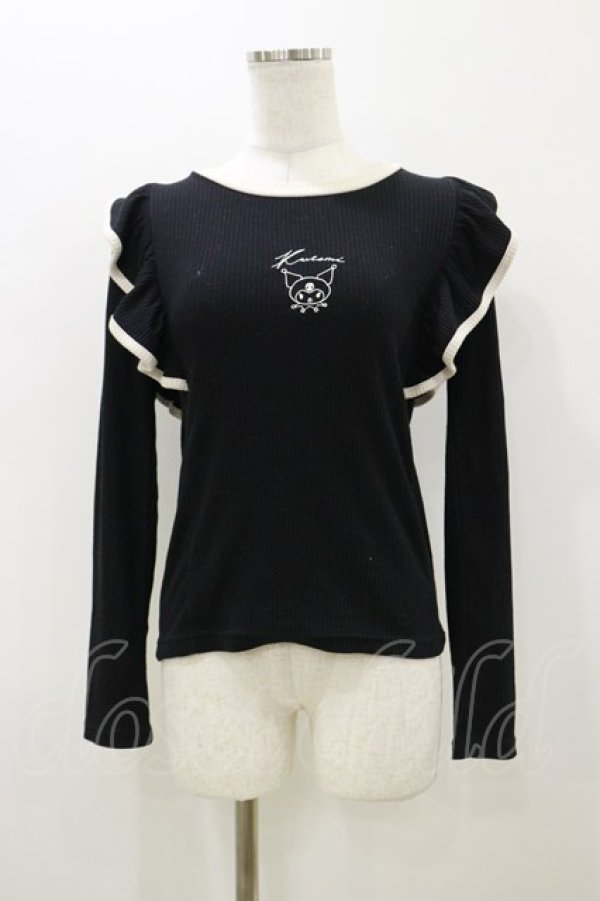 画像1: サンリオ / Avail×サンリオキャラクターズコラボ/クロミ肩フリルトップス M ブラック H-25-10-25-047-EL-TO-NS-ZH (1)
