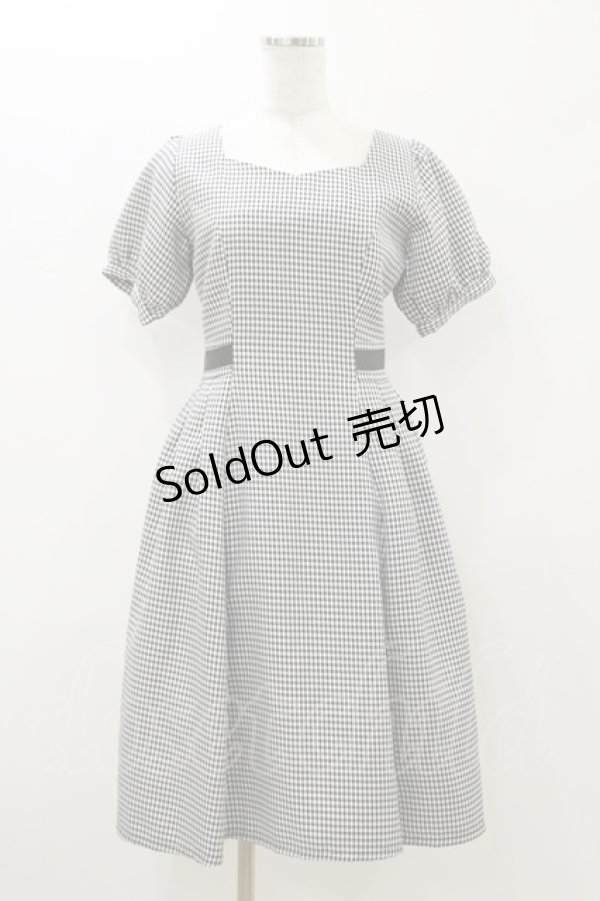 画像1: axes femme POETIQUE / ハートネックギンガムワンピース M ブラック H-25-10-25-057-AX-OP-NS-ZH (1)