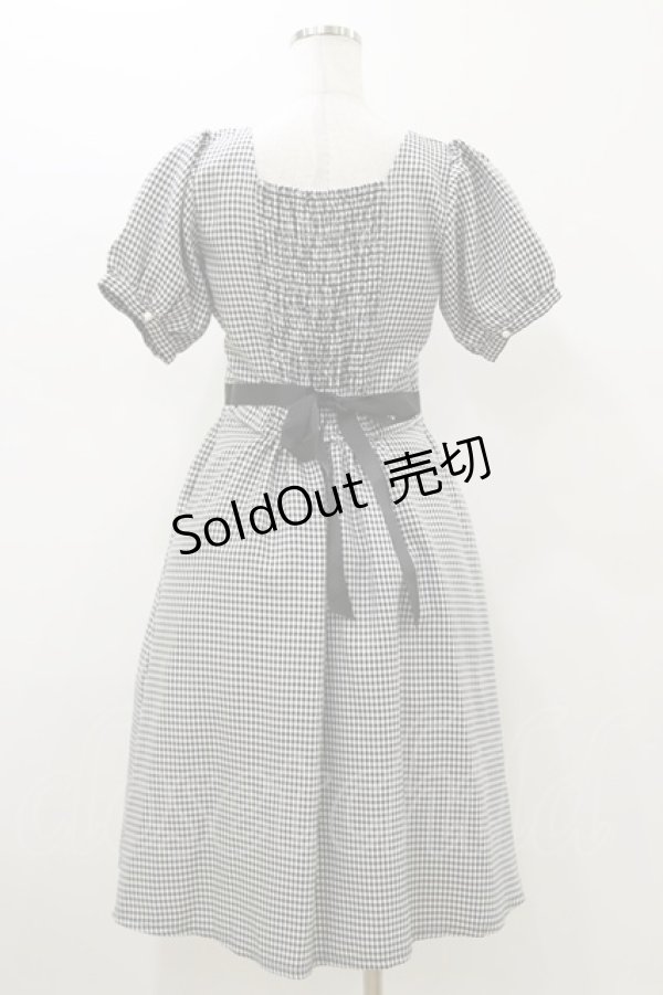 画像2: axes femme POETIQUE / ハートネックギンガムワンピース M ブラック H-25-10-25-057-AX-OP-NS-ZH (2)