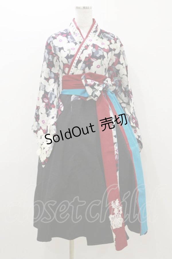 画像1: Favorite / 大正ロマン袴風ワンピース S ブラック H-25-10-25-063-LO-OP-NS-ZH (1)