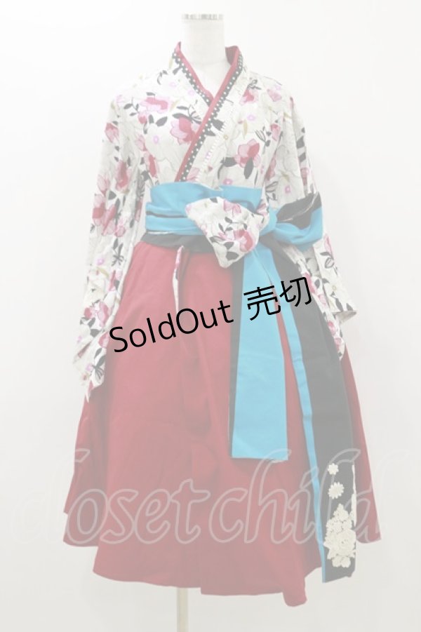 画像1: Favorite / 大正ロマン袴風ワンピース S レッド H-25-10-25-064-LO-OP-NS-ZH (1)