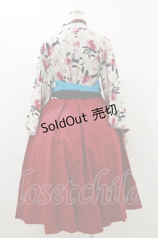 画像2: Favorite / 大正ロマン袴風ワンピース S レッド H-25-10-25-064-LO-OP-NS-ZH (2)