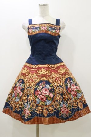 画像: Innocent World / 宮殿の薔薇フレアージャンパースカート M/92cm ネイビー H-25-10-25-070-IW-OP-NS-ZH