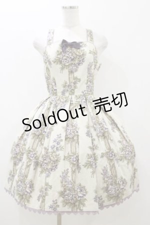 画像: Innocent World / ストライプロココローズジャンパースカート L/94cm丈 ベージュ H-25-10-25-071-IW-OP-NS-ZH