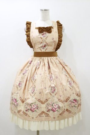 画像: Innocent World / ピュアローズエプロンジャンパースカート M/63cm ピンクベージュ H-25-10-25-074-IW-OP-NS-ZH