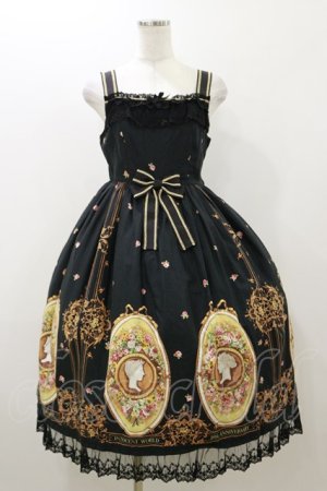 画像: Innocent World / 花の女神フローラハイウエストジャンパースカート M ブラック H-25-10-25-076-IW-OP-NS-ZH