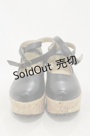 画像: an another angelus / クロスストラップ厚底パンプス L/24.5〜25cm ブラック H-25-10-25-010-CA-SH-NS-ZH