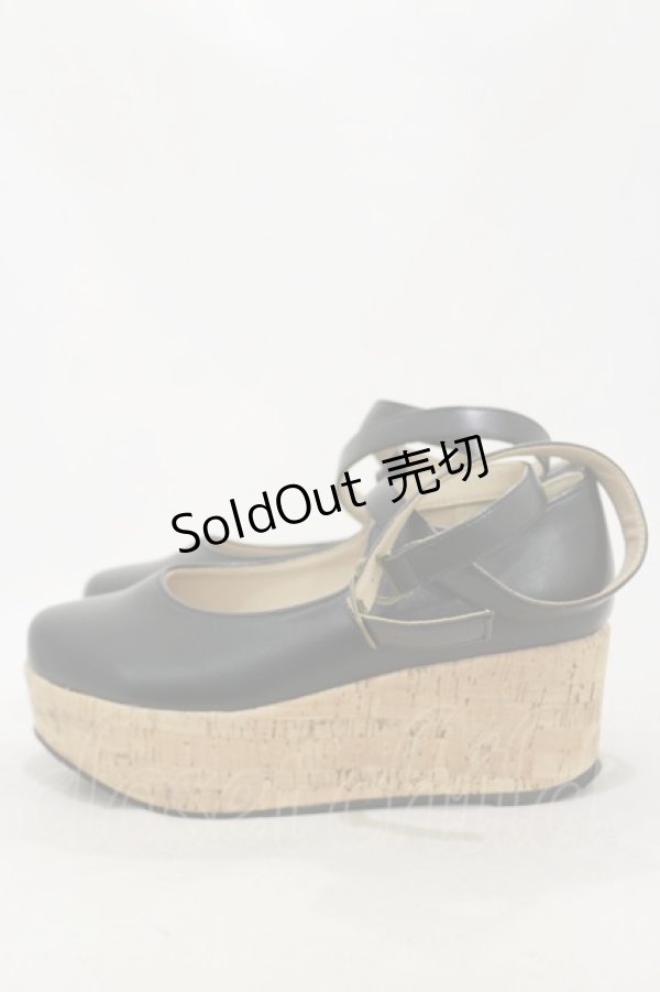 画像2: an another angelus / クロスストラップ厚底パンプス L/24.5〜25cm ブラック H-25-10-25-010-CA-SH-NS-ZH (2)