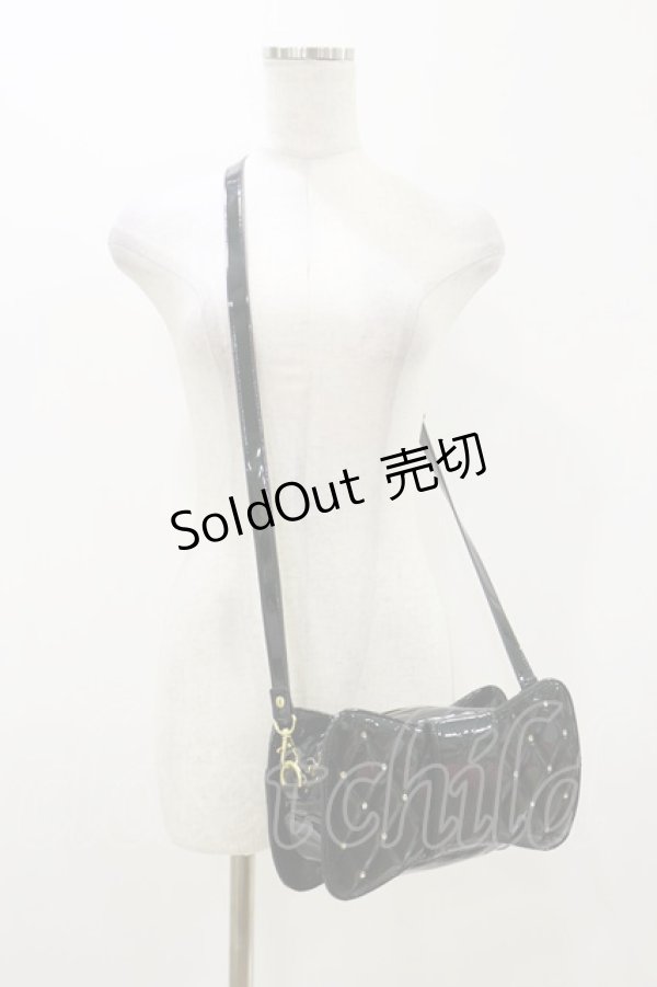 画像1: Angelic Pretty / キルティング宝石リボンポシェット  ブラックエナメル H-25-10-25-022-AP-BG-NS-ZH (1)