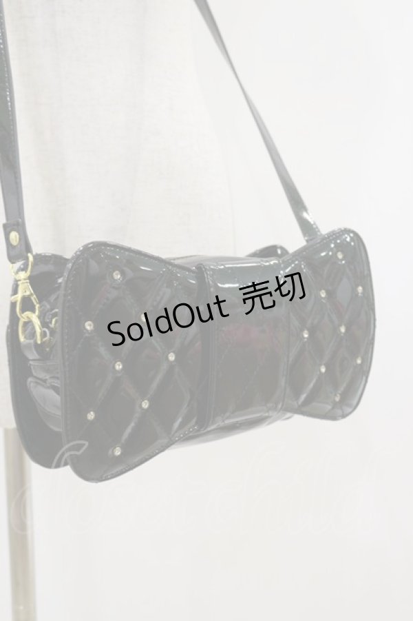 画像2: Angelic Pretty / キルティング宝石リボンポシェット  ブラックエナメル H-25-10-25-022-AP-BG-NS-ZH (2)