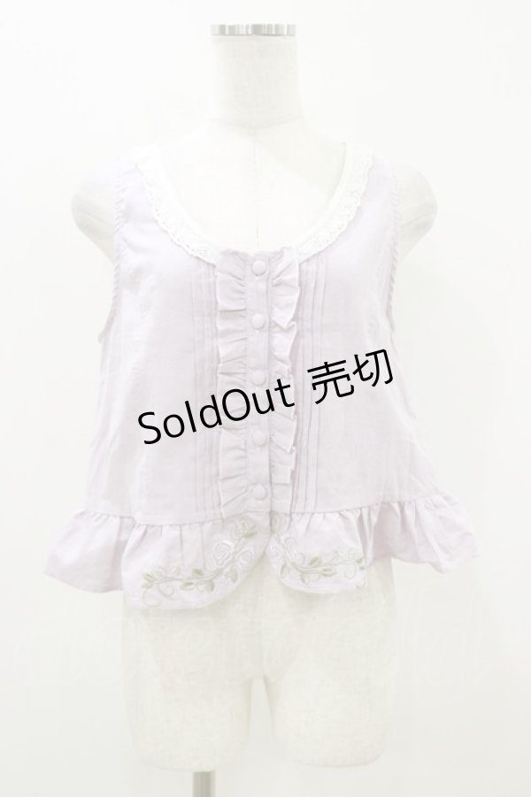 画像1: axes femme / 薔薇刺繍ダンガリーベスト Free ラベンダー H-25-10-25-029-AX-TO-NS-ZH (1)