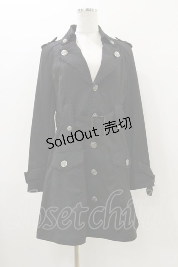 画像1: ALGONQUINS / レースベルトトレンチコート  黒 H-25-10-26-013-AL-CO-KB-ZH (1)