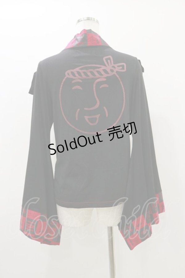 画像2: NAOTO SEVEN / 着物衿風トップス  黒 H-25-10-26-020-HN-TO-KB-ZH (2)