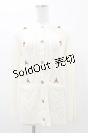 画像: MILK / フルーレットカーディガン  オフホワイト×レッド H-25-10-26-024-ML-TO-KB-ZH