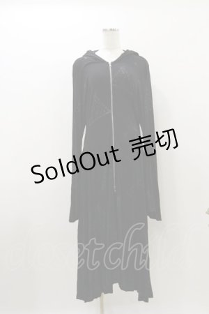 画像: NAOTO SEVEN / プリントロングZIPパーカー  黒 H-25-10-26-025-HN-TO-KB-ZH