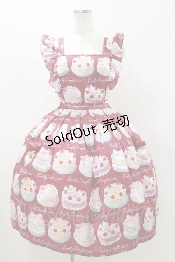 画像1: Emily Temple cute / Decoration CAKEエプロン風ワンピース  レッド H-25-10-26-031-ET-OP-KB-ZH (1)