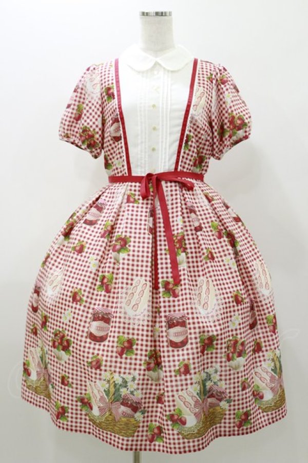 画像1: Melody BasKet / Strawberry picnicピンタックワンピース M レッド H-25-10-26-034-LO-OP-KB-ZH (1)